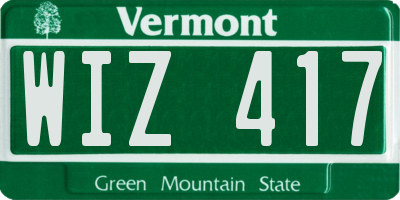 VT license plate WIZ417