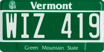 VT license plate WIZ419