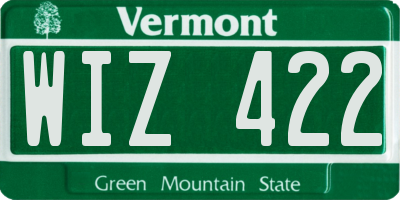 VT license plate WIZ422