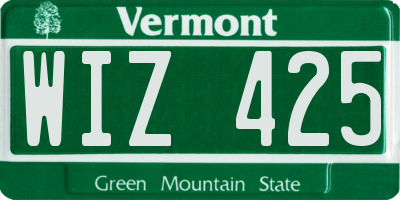 VT license plate WIZ425