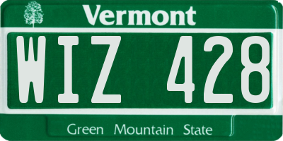 VT license plate WIZ428