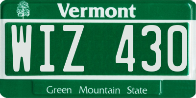VT license plate WIZ430