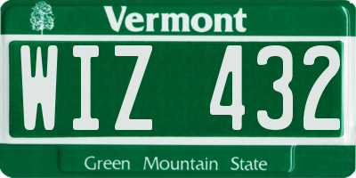 VT license plate WIZ432