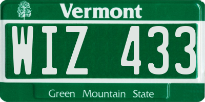 VT license plate WIZ433