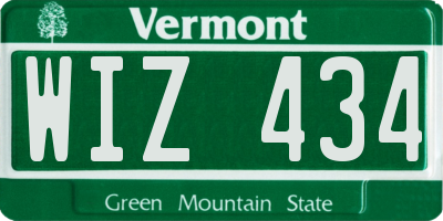 VT license plate WIZ434