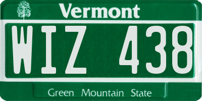 VT license plate WIZ438