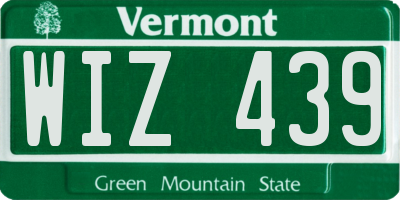 VT license plate WIZ439