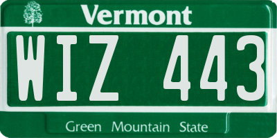 VT license plate WIZ443