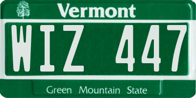 VT license plate WIZ447