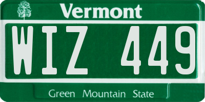 VT license plate WIZ449
