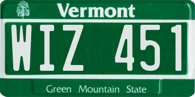 VT license plate WIZ451