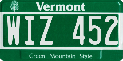 VT license plate WIZ452