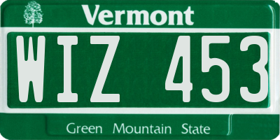 VT license plate WIZ453