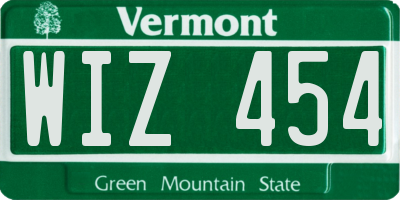 VT license plate WIZ454