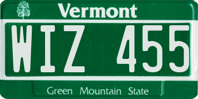 VT license plate WIZ455