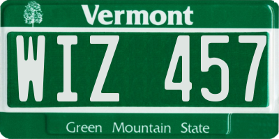 VT license plate WIZ457