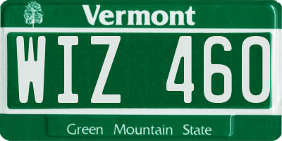 VT license plate WIZ460