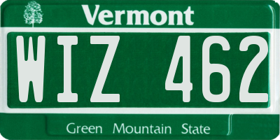 VT license plate WIZ462