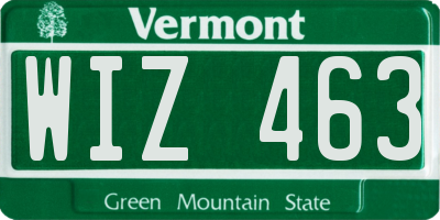 VT license plate WIZ463