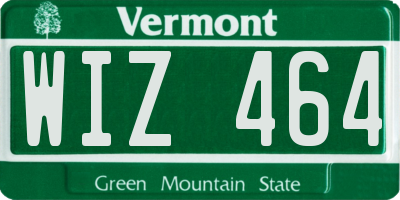 VT license plate WIZ464