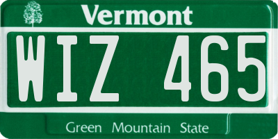 VT license plate WIZ465