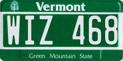 VT license plate WIZ468