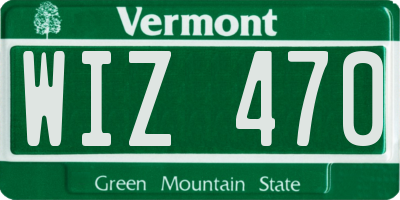 VT license plate WIZ470