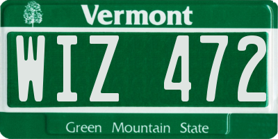 VT license plate WIZ472