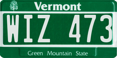VT license plate WIZ473