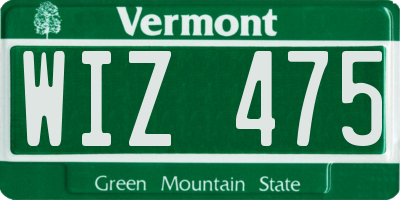 VT license plate WIZ475