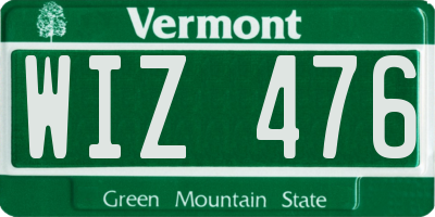 VT license plate WIZ476