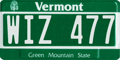 VT license plate WIZ477