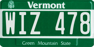 VT license plate WIZ478
