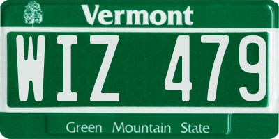 VT license plate WIZ479