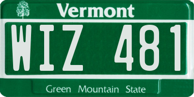 VT license plate WIZ481