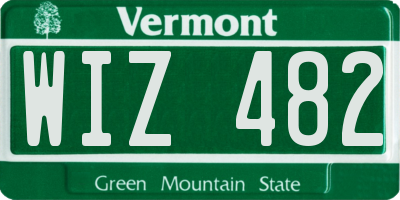 VT license plate WIZ482