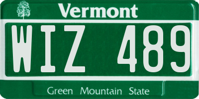 VT license plate WIZ489