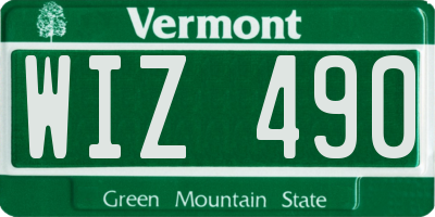 VT license plate WIZ490