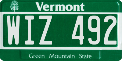 VT license plate WIZ492