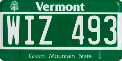 VT license plate WIZ493