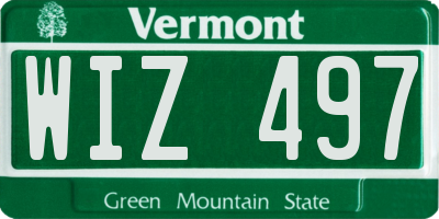 VT license plate WIZ497