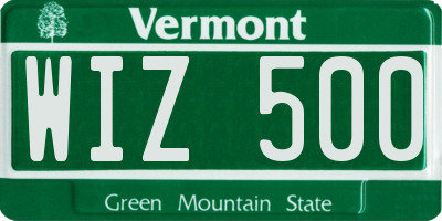 VT license plate WIZ500