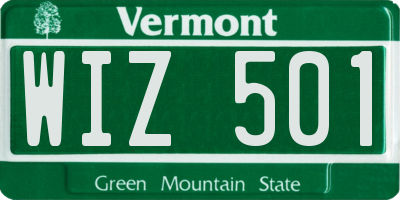 VT license plate WIZ501