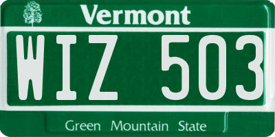 VT license plate WIZ503