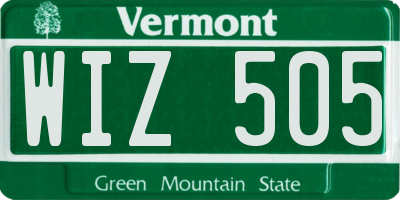 VT license plate WIZ505