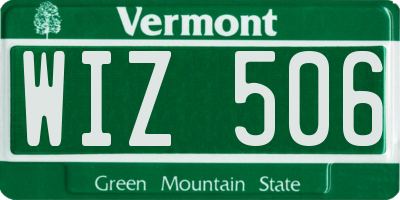 VT license plate WIZ506