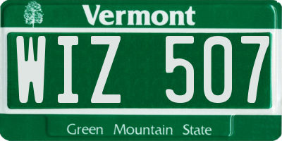 VT license plate WIZ507