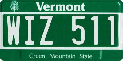VT license plate WIZ511