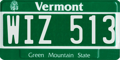 VT license plate WIZ513