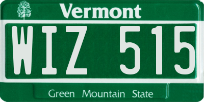 VT license plate WIZ515